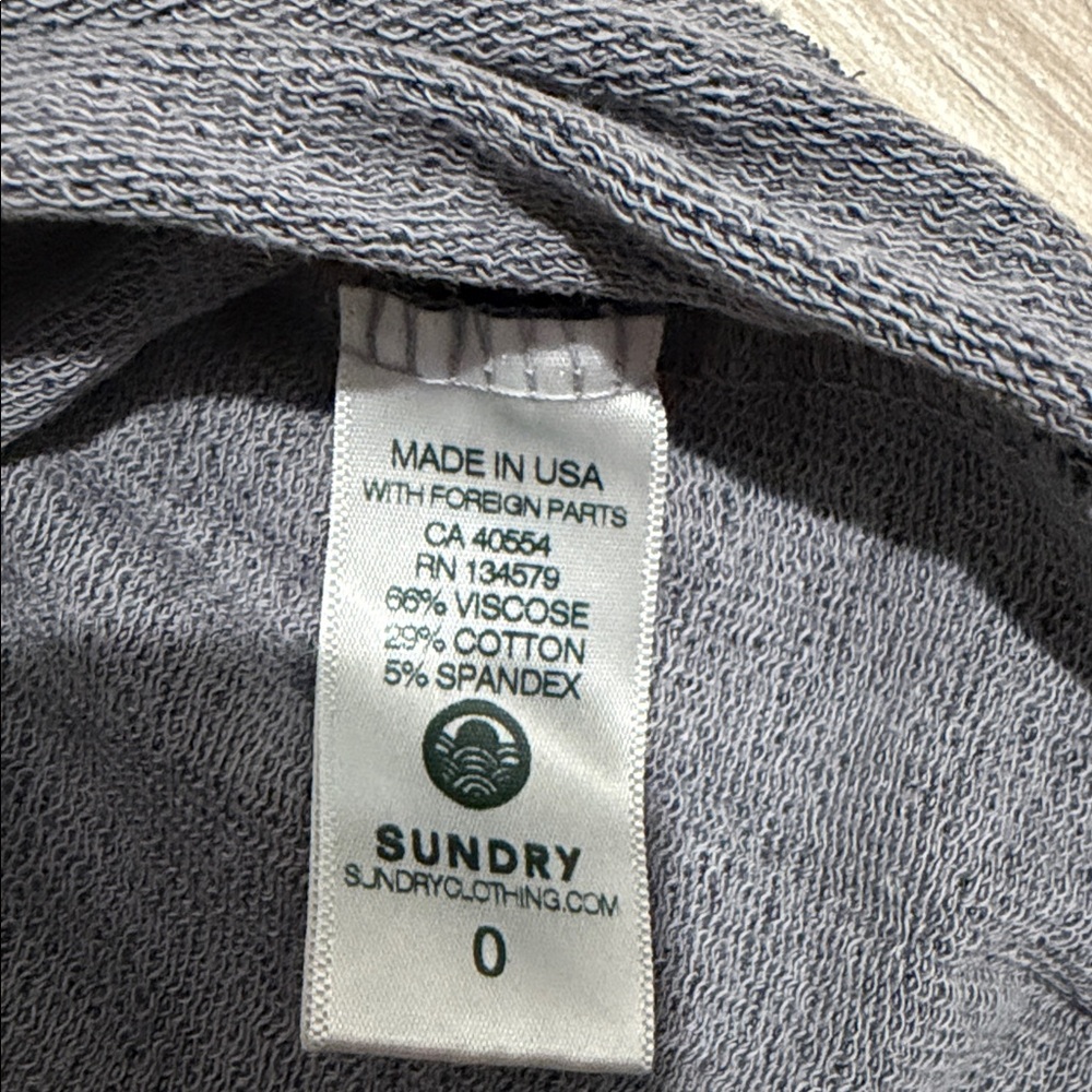 Sundry Anthro Camo Pullover Sweatshirt Gray Black Size 0 French Terry Made USA - Picture 3 of 4